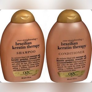 OGX ever straightening+
brazilian
keratin therapy shampoo and conditioner set